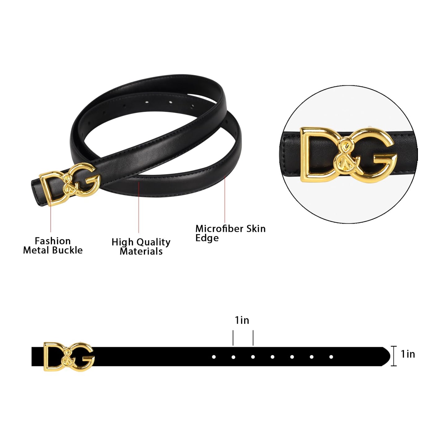 Aurolran Women's Fashion Classic Metal Buckle Leather Belt with Jeans Dress