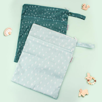 Mama Koala 2 Pack Wet Dry Bags on the Go, Swimming Pool, Beach, in Gym, Fitness Center, Natatorium, Polyester Waterproof Diaper Bag with 2 Pockets, Portable, Reusable, Machine Washable-12in/16in-017