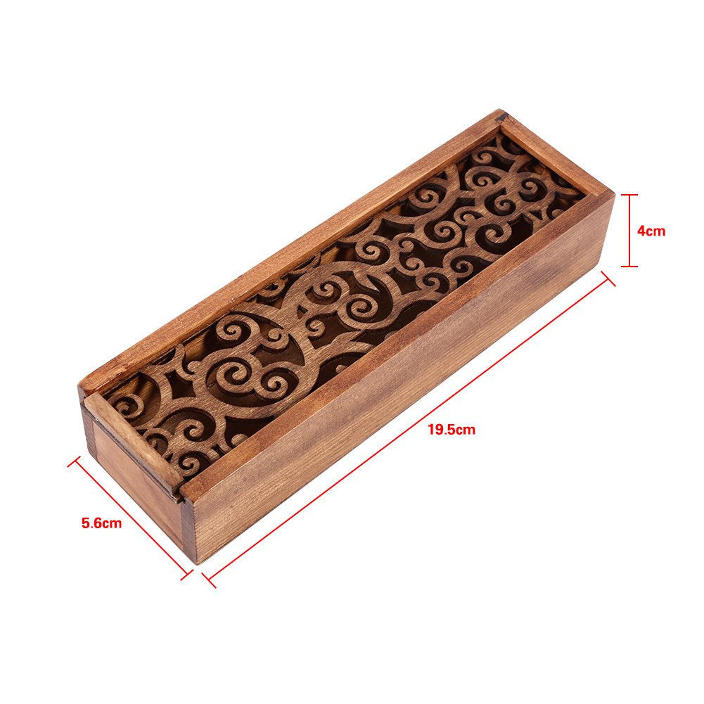Joyzan Wooden Pen Box, Wood Pencil Storage Case Retro Stash Organizer Removable Cover Rectangular Ballpoint Pen Display Holder Gift Desktop Office Necklace Bracelet Jewelry Cosmetic