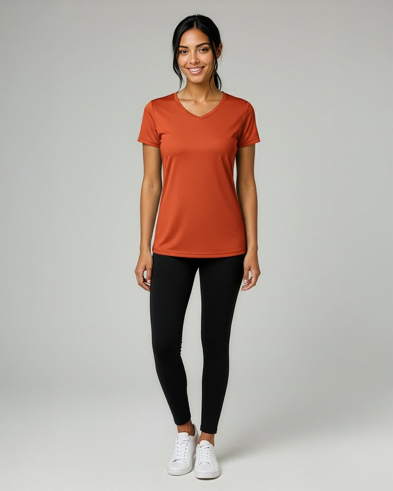 Real Essentials 5 Pack: Women's Dry-Fit Short Sleeve V Neck T Shirt Workout Fitness Yoga Top Tee, Set 12, XS