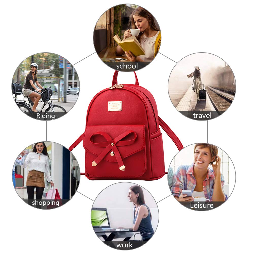 I IHAYNER Girls Bowknot Cute Leather Backpack Mini Backpack Purse for Women