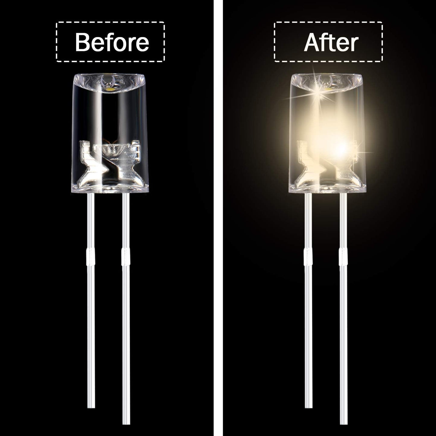 Mudder 120 Pcs Valentine LED 5mm String Light Replacement Bulb Energy Efficient Christmas LED Wire Light Set Connectable Home Decor Bulb for Holiday Festival Garden Christmas Wedding (Warm White)