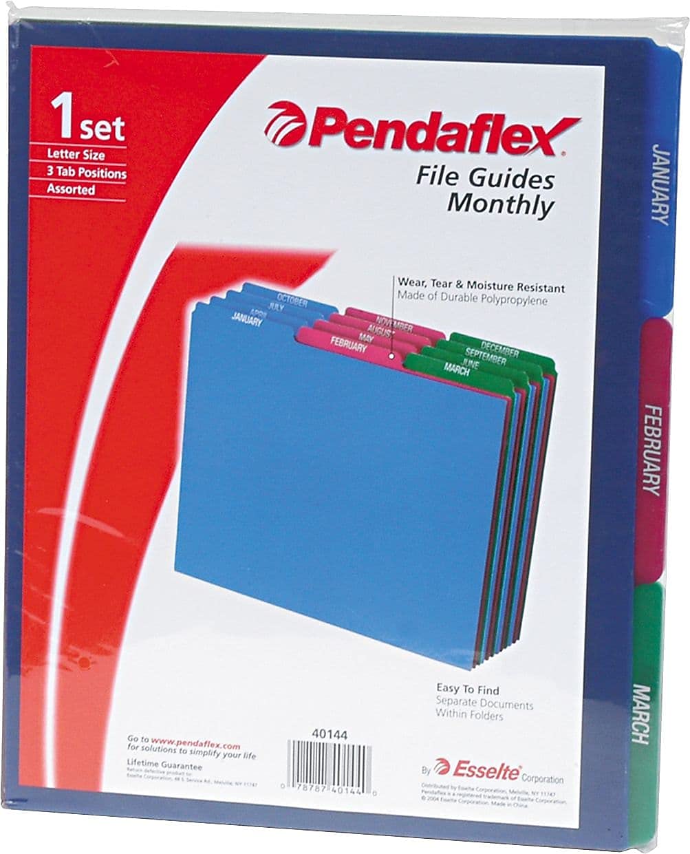 Pendaflex 40144 Top Tab File Guides, Monthly/Jan-Dec, 1/3 Tab, Polypropylene, Letter (Set of 12)