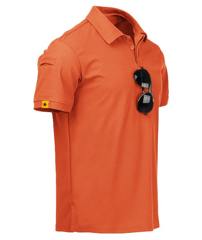 ZITY Mens Polo Shirt Short Sleeve Sports Tactical T-Shirt Athletic Golf Polos Daily Casual Stylish Collared Shirts for Men Orange 5X-Large