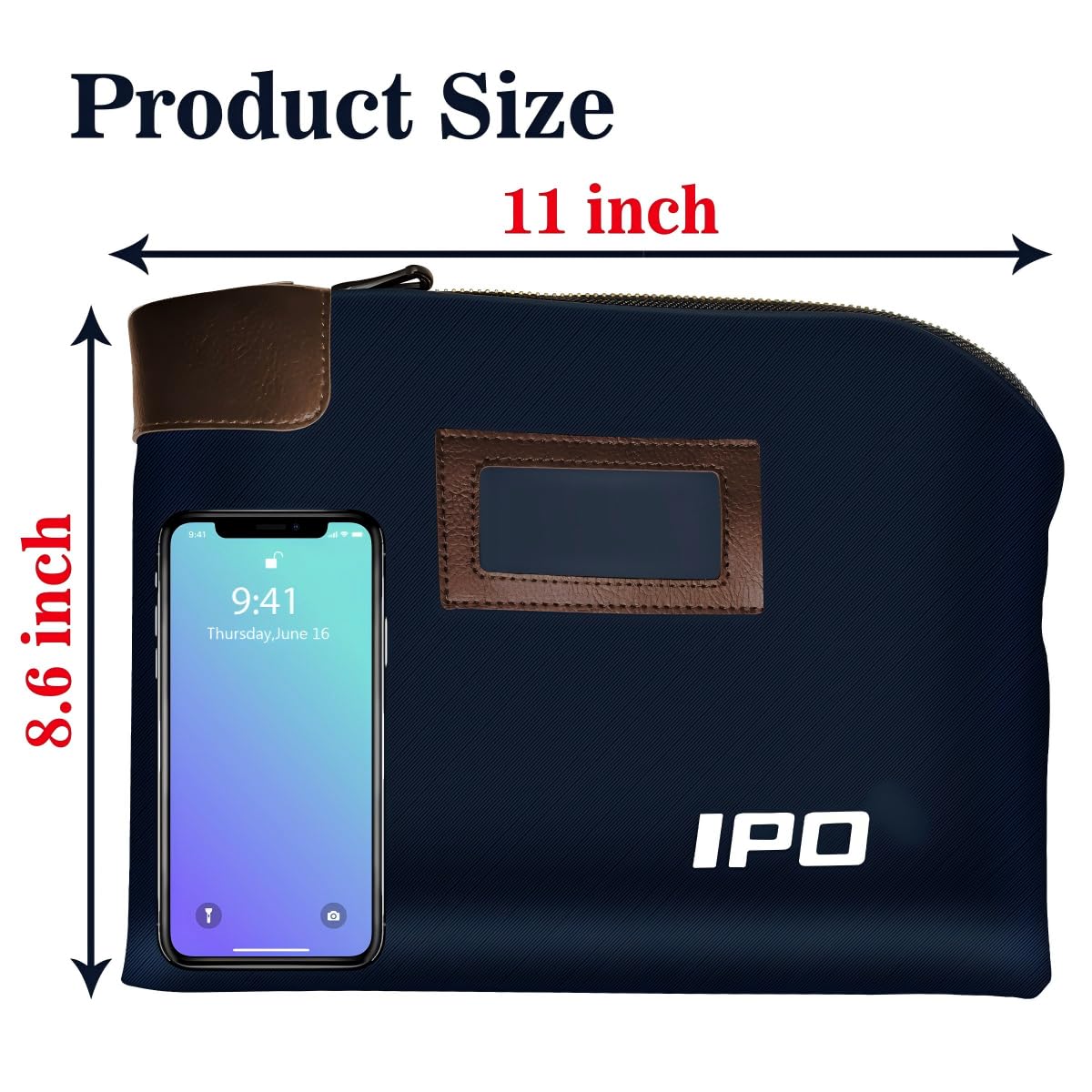 Waterproof Cash Bag with Lock and 2 Keys, 11 x 8.6 Inches, Canvas Documents Bag, Money Bank Deposit Bag with Zipper, Durable Leatherette Money Cash Coin Check Wallet Pouch for Men & Women