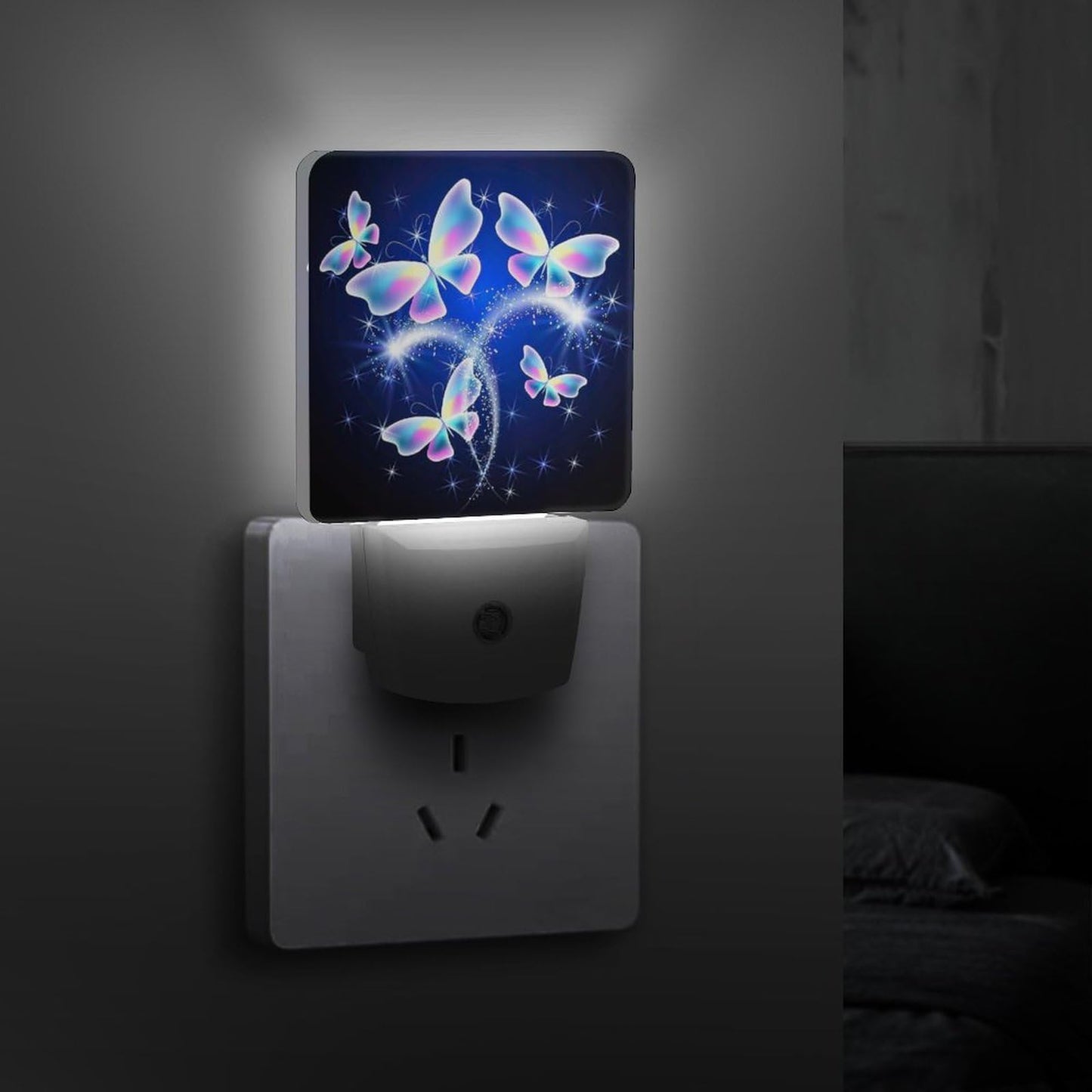 YKJAHSD Butterfly Night Light, Plug into Wall Decor Nightlights for Bedroom, Bathroom, Hallway, Kitchen, with Dusk to Dawn Light Auto Sensors LED Night Lights for Boys Girls Women Men Room Gifts