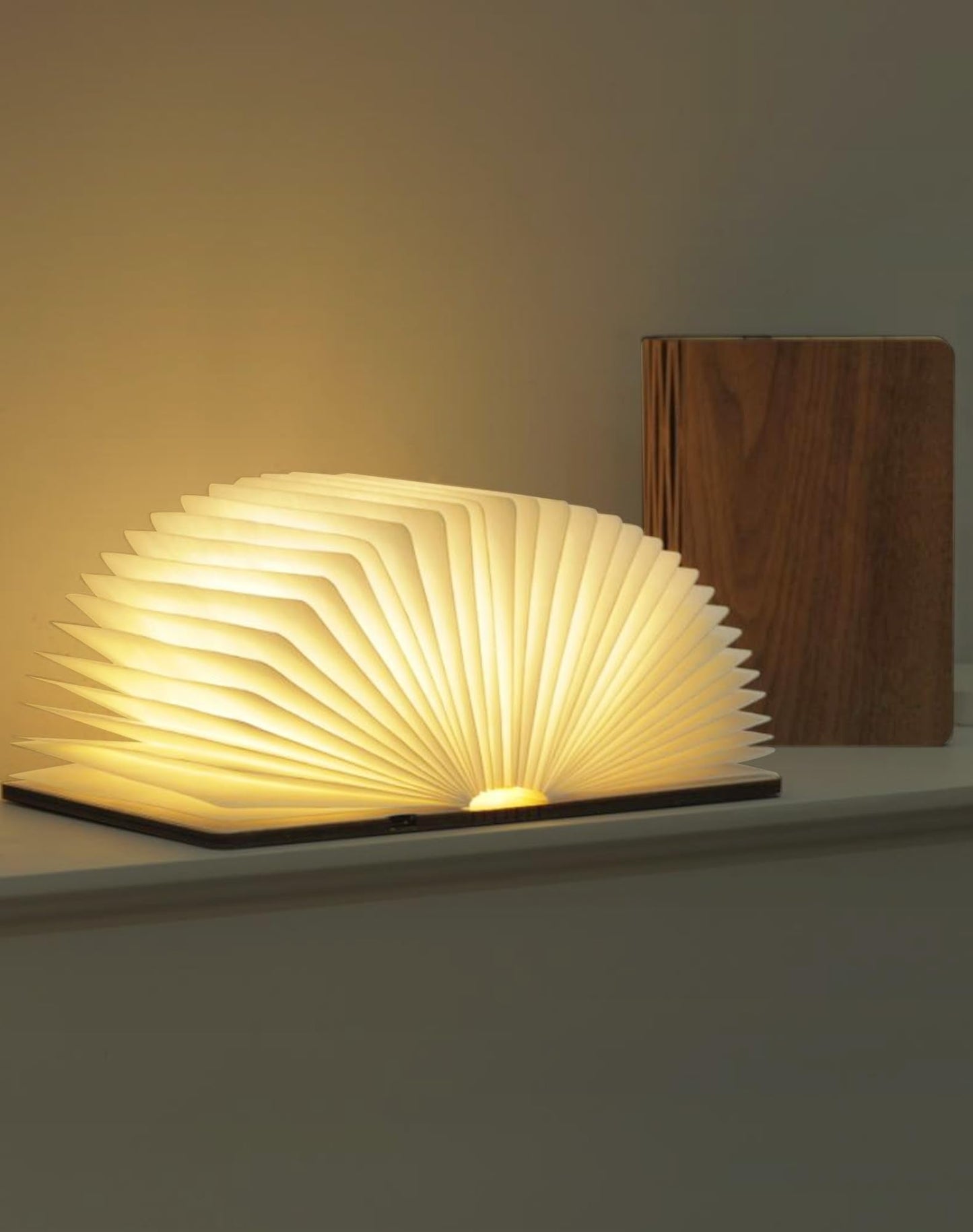 ZBOLE 5.7 Inch Wooden Book Lamp - Portable Folding LED Book Light for Reading, Home & Library Decor, Unique Gift for Book Lovers, Magnetic Night Light (Walnut)