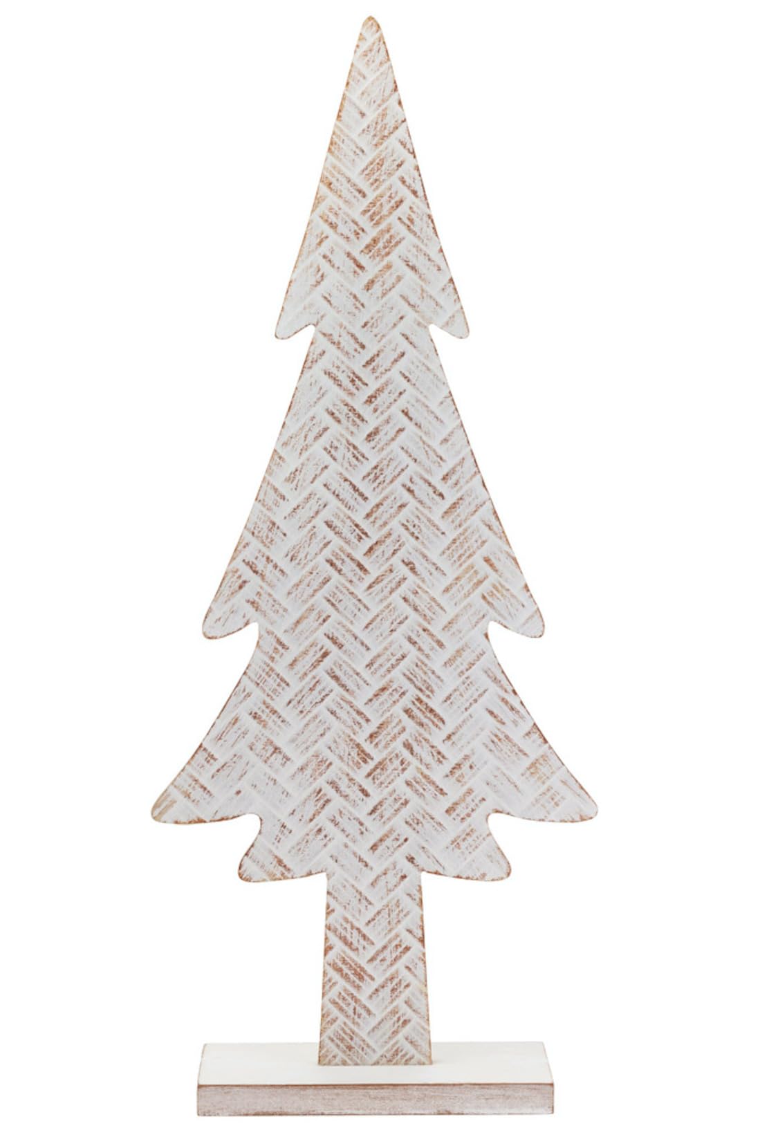 Boston International Christmas Tree for Tabletop Mantel Shelf Winter Holiday Decorations for Home, Medium, White Wash Basketweave Tree