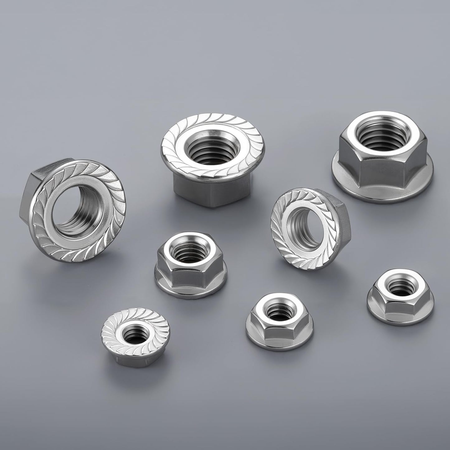 SVLING M6 Flange Nuts 110Pcs, Metric M6-1mm Serrated Flange Hex Nuts 304 Stainless Steel 18-8, Bright Plain Finish