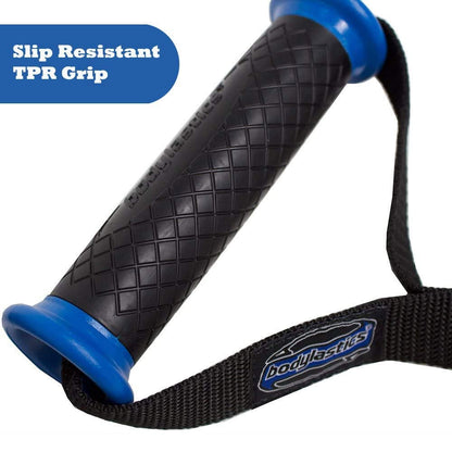 Bodylastics Resistance Band Handles, Ergonomic Gym Handles with Upgraded TPR Waffle Exercise Grips, Strong Handles for Resistance Bands with Nylon Webbing and Welded O-Rings