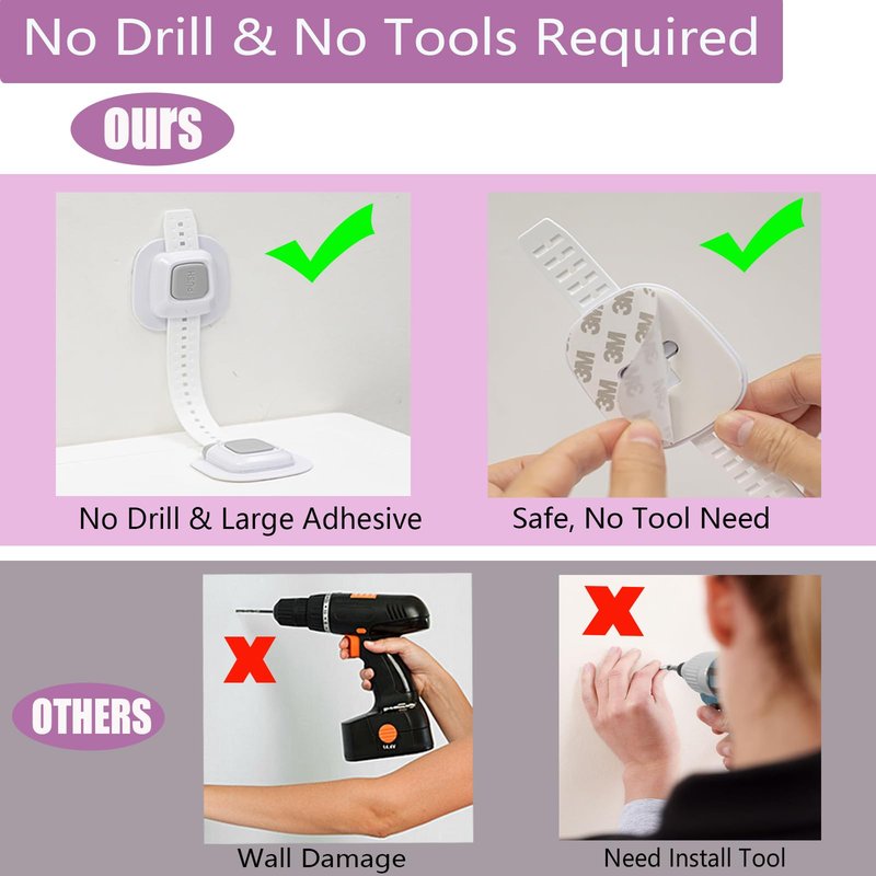 NestGuard No Drill Furniture Anchor, Adjustable Strap, 4 Pack