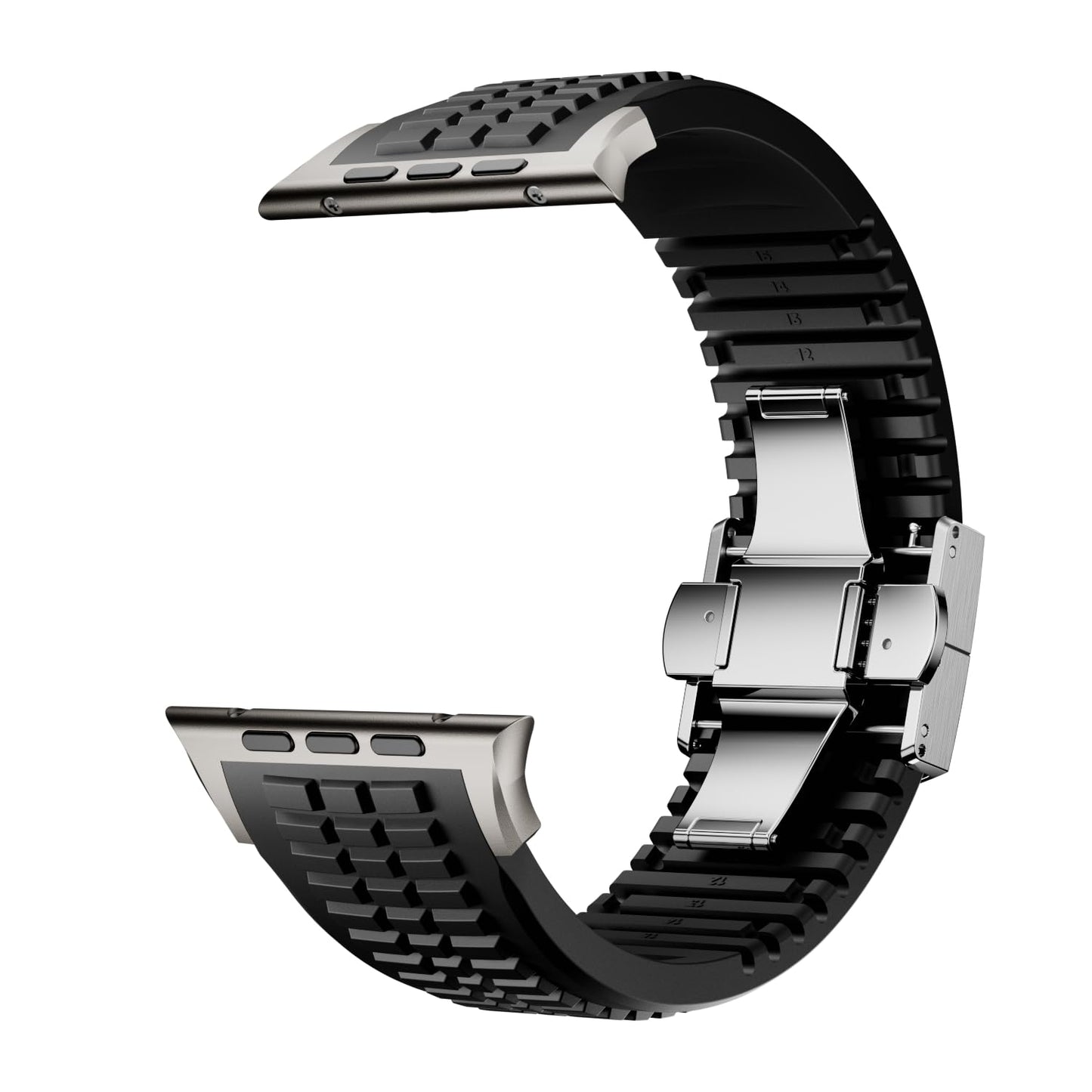 VKEOO Silicone Watch Band Compatible with iWatch Ultra 2 / Ultra/Series 10 9 8 7 (44mm 45mm 46mm 49mm), Sport bands with Folding buckle, Rugged Heavy Duty Modern Design for Men