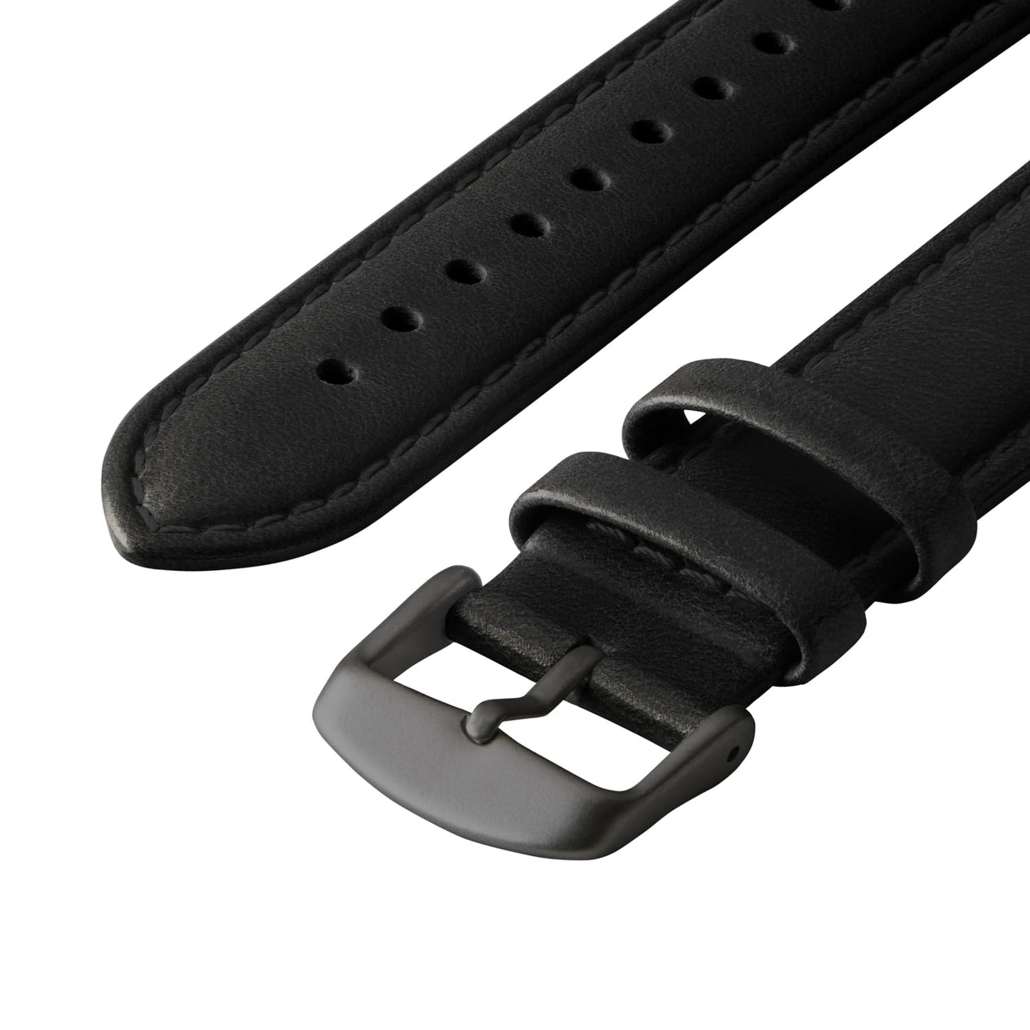 Archer Watch Straps - Top Grain Leather Straps for Apple Watch (Black/Matched Thread, Matte Gray Hardware, 44/45/46/49mm)