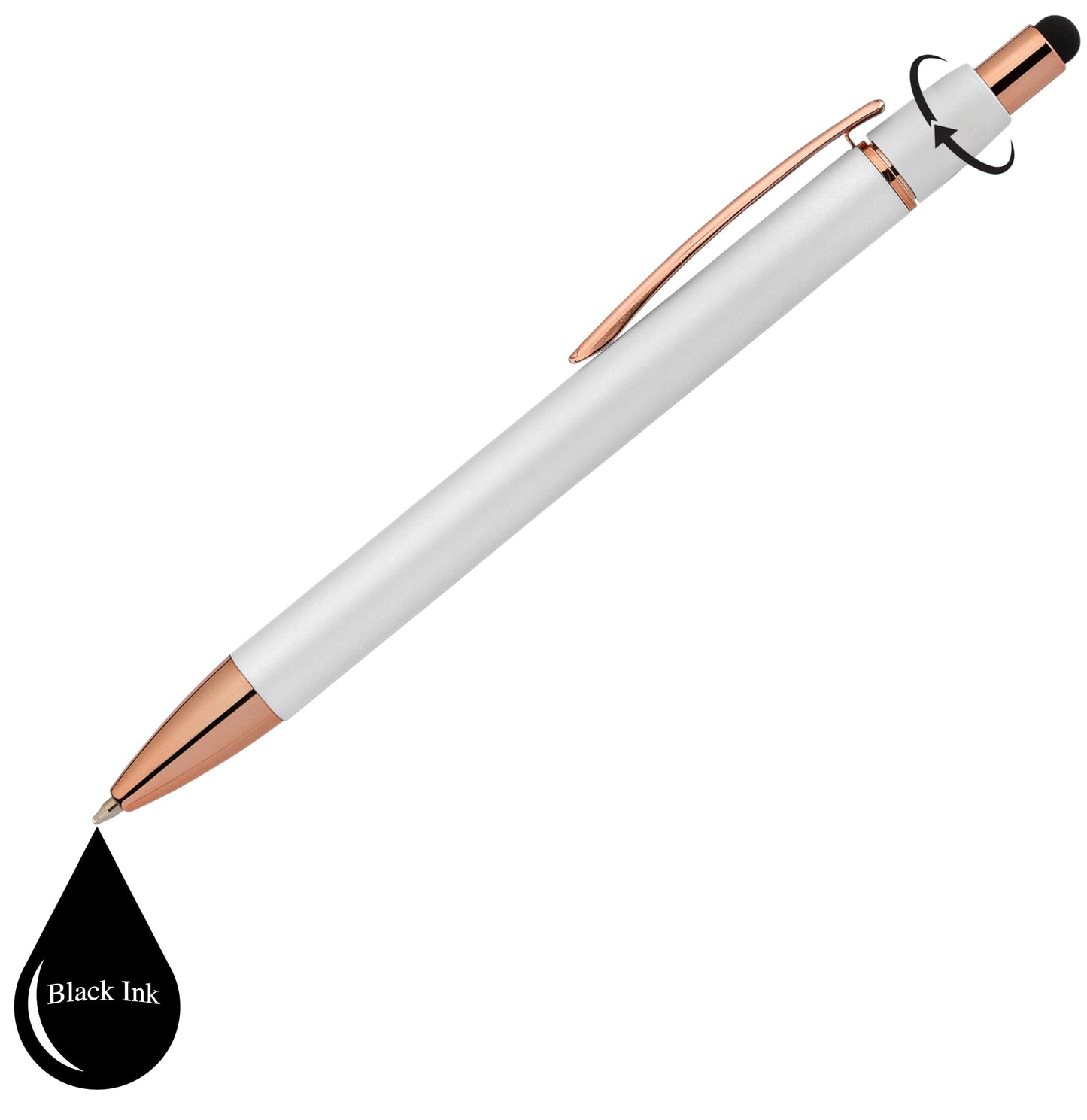ExpressDesigns Fidget Pen for Adults - 2 Pack Stress Relief Pens with Gift Box - ADHD Anxiety - Metal with Rubber Grip - Focus for Office, Work (White-White)