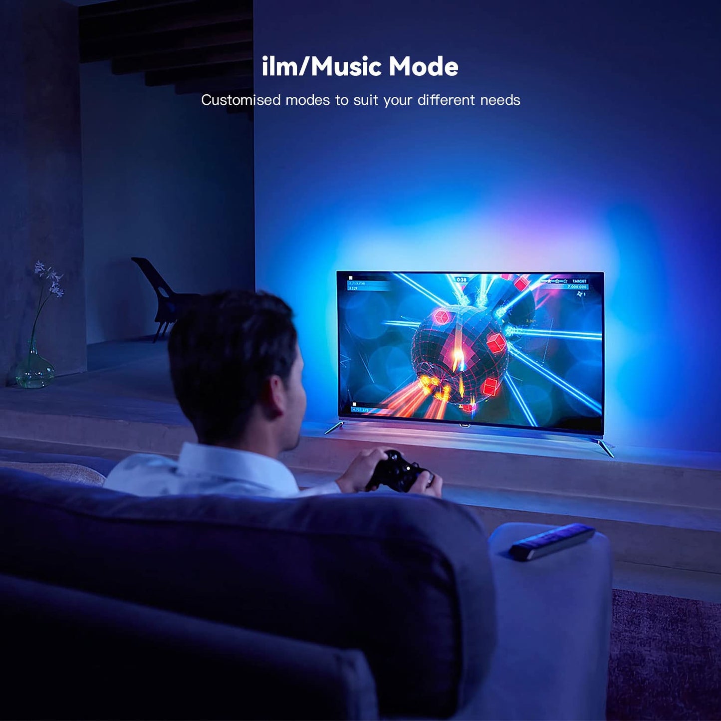 DoHome LED TV Backlight with HDMI Sync Box for 75-85 inch TVs 16.4ft RGBIC WiFi LED Light Strip App Control with Sound and Scene Sync Compatible with Alexa and Google Assistant for Games and Movies
