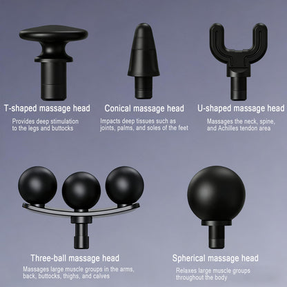 HISBO Massage Gun with Upgraded Extension Handle, Massage Gun Deep Tissue - Back Massager for Relief Deep Tissue, Muscles/Neck/Shoulders/Waist/Legs Massager,5 Replaceable Heads&9 Speed Levels (Black)