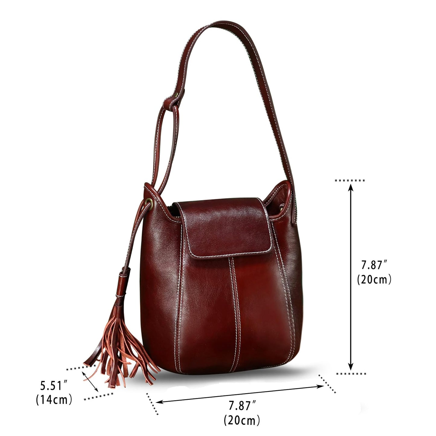 Genuine Leather Hobo Bag for Women Shoulder Bag Vintage Desinger Crossbody Bag Satchel Purse with Tassel (Red)