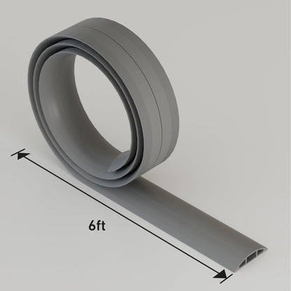 D-Line Cable Protector, 1/2 in H, 6 ft L, 2-3/8 in W, 1 Channel, PVC, Gray CC-4-1 Each