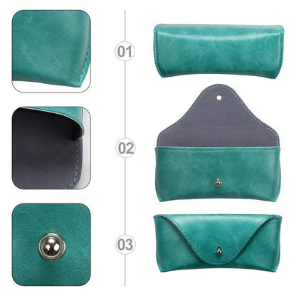 LogHog Portable Leather Glasses Case,Durable Soft Sunglasses Pouch Slim Case for Women Men Horizontal Eyeglass Case