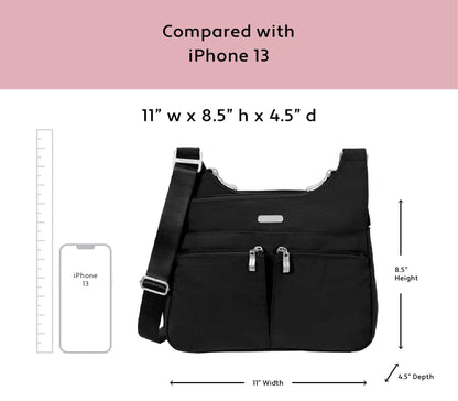 Baggallini Cross Over Crossbody Women 11x8.5 Medium Travel Bag Lightweight Water-Resistant Nylon Organized Handbag Purse