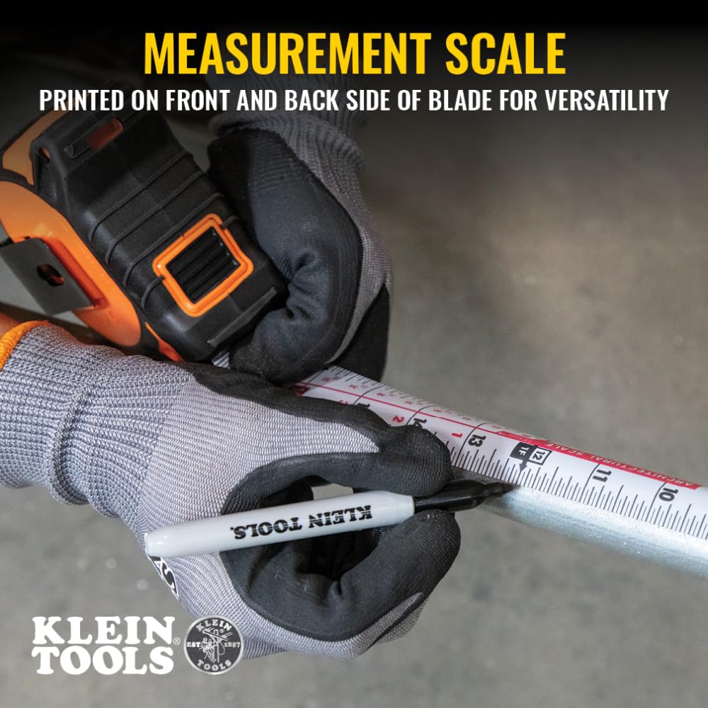 Klein Tools 9235 Tape Measure, Heavy-Duty Magnetic Measuring Tape with 35-Foot Double-Hook Double-Sided Nylon Reinforced Blade, with Metal Belt Clip