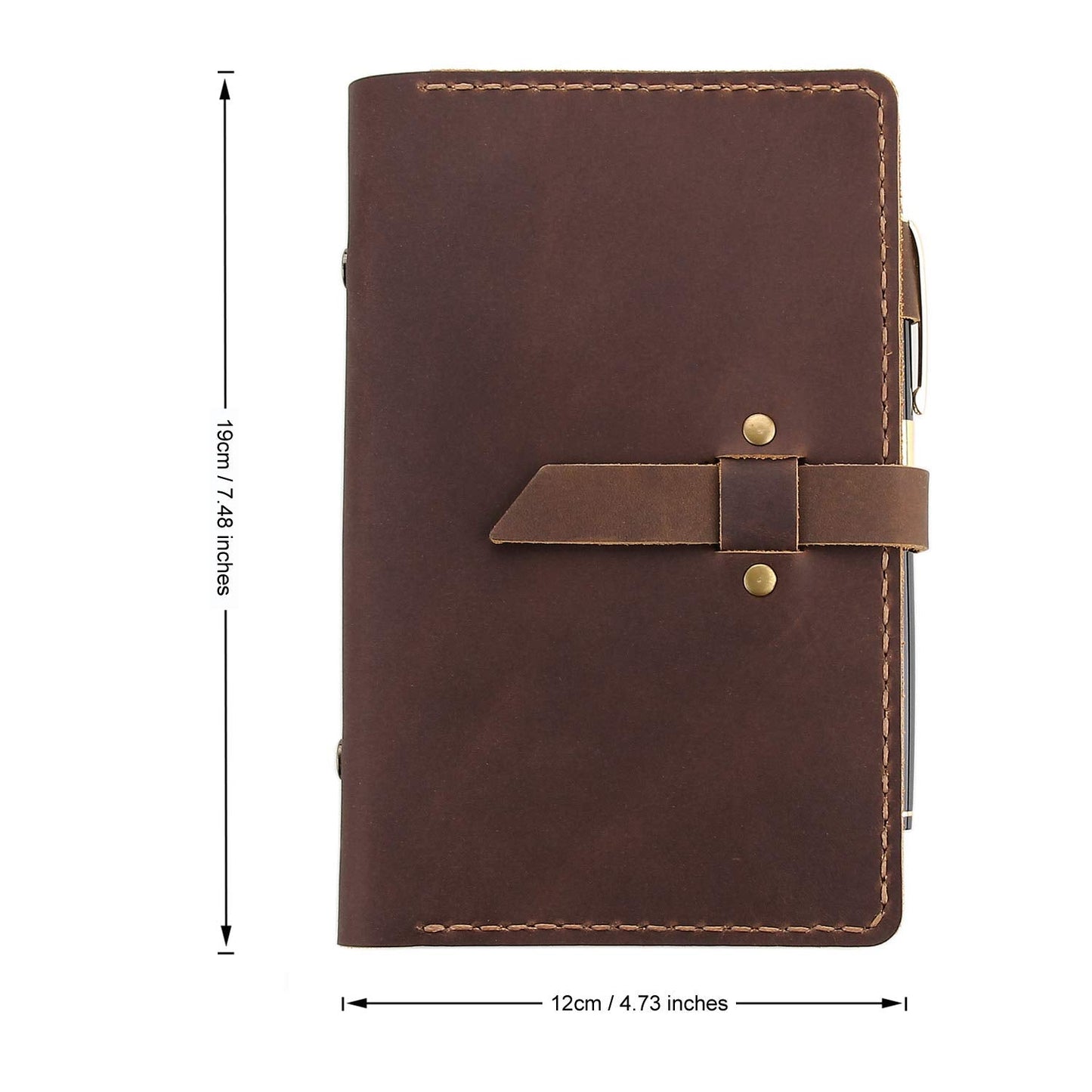 Genuine Leather Journal Writing Notebook, A6 Ring Binder Refillable Diary Notepads, Vintage Handmade Travel Organizer Agenda for Men Women - Brown