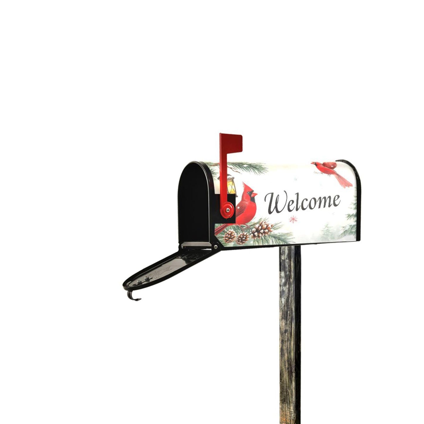 Welcome Winter Cardinal Birds Magnetic Mailbox Covers Christmas Snowflake Poinsettia Mailbox Cover Standard Size Full Magnet Garden Yard Porch Mail Boxes Cover Holiday Decorations 21" L x 18" W
