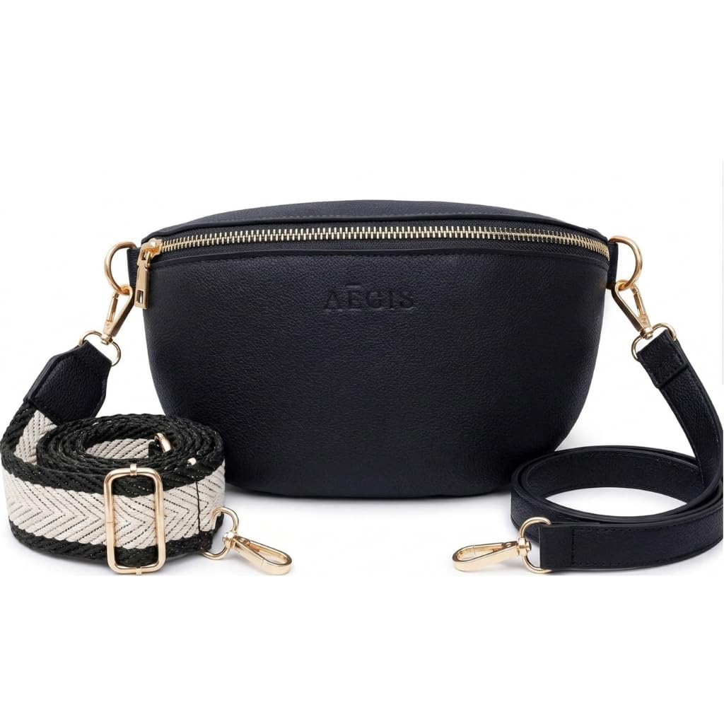 Leather RFID Anti Theft Sling Bag for Women, Small Crossbody Travel Purse, Pickpocket Proof RFID Blocking Crossbody Bag for Women Travel, Small Black