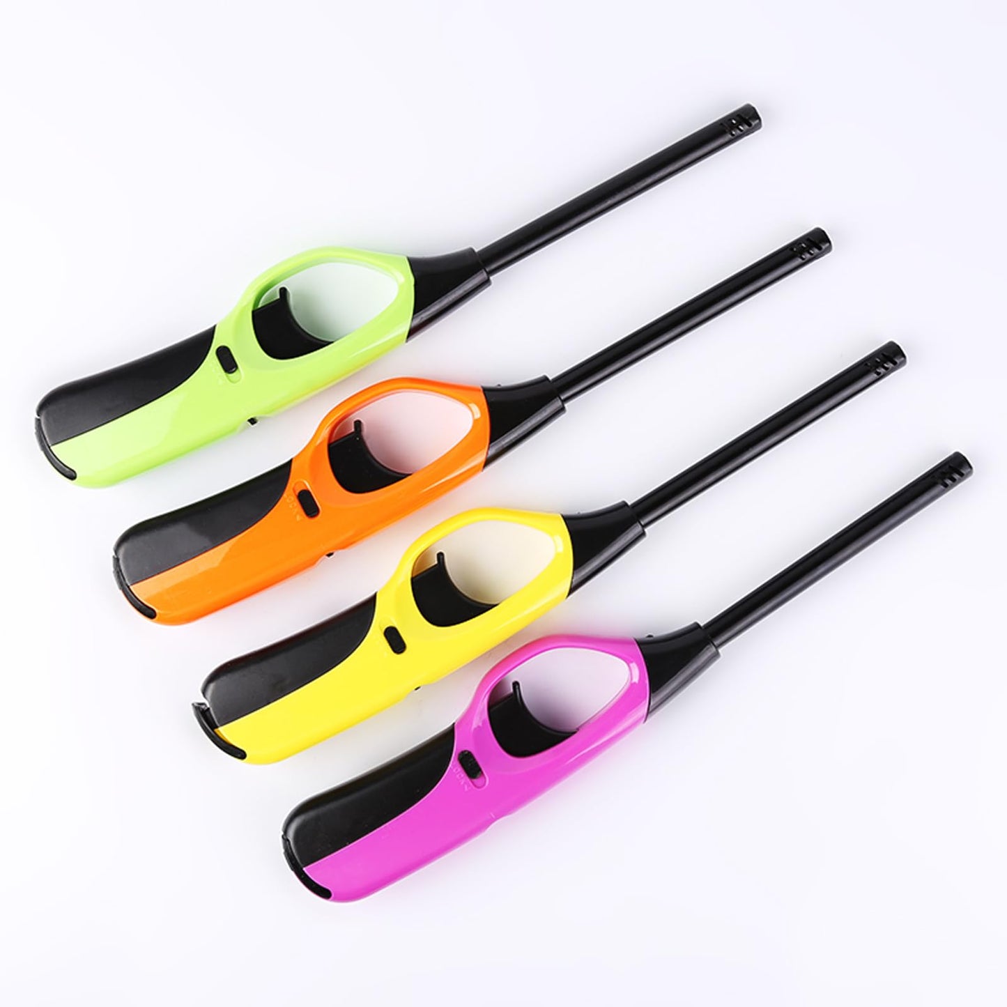 Taughch 4 Pack Long Nozzle Candle Lighters Refillable,Ideal for BBQ, Candles,Grill Stove, and Camping (Butane Included)