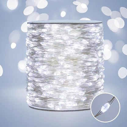 328 FT Cool White Fairy Lights, 1000 LEDs, Plug - in, 8 Modes with Timer, Remote, Dimmable & Waterproof, Ideal for Bedroom, Garden, Christmas, Wedding, Birthday (Indoor/Outdoor)