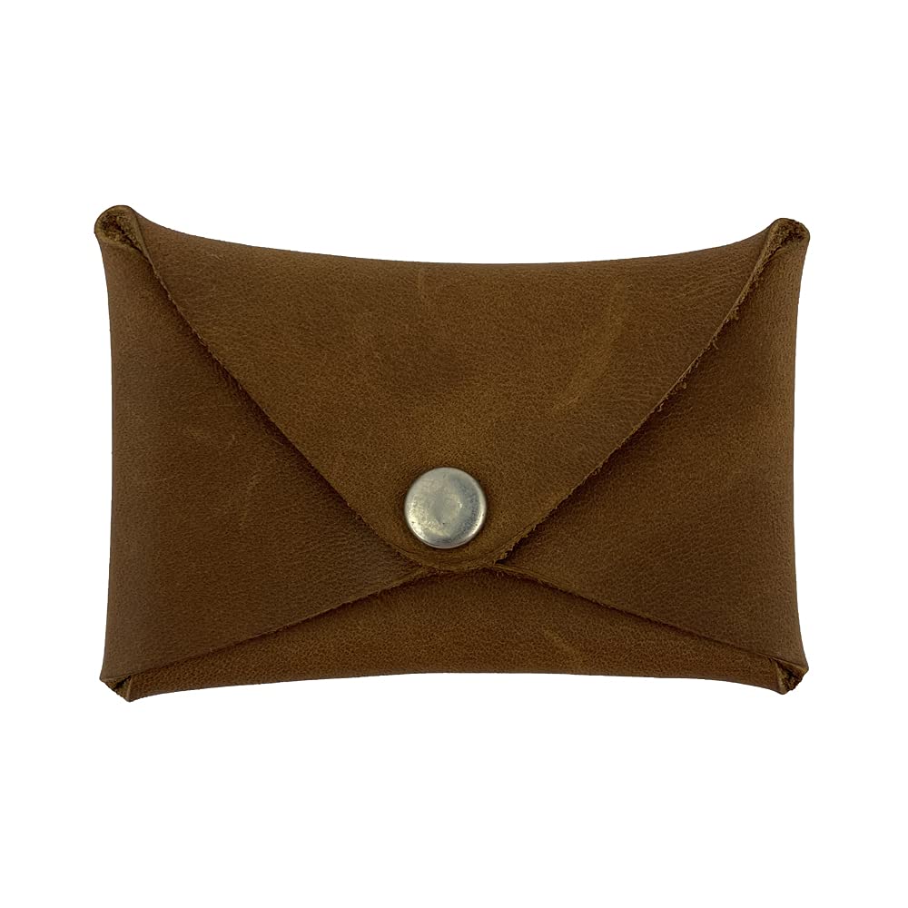 Hide & Drink, Rustic Leather Envelope Shaped Coin Case, Secret Bag Miniature World, Handmade Includes 101 Year Warranty (Single Malt Mahogany)