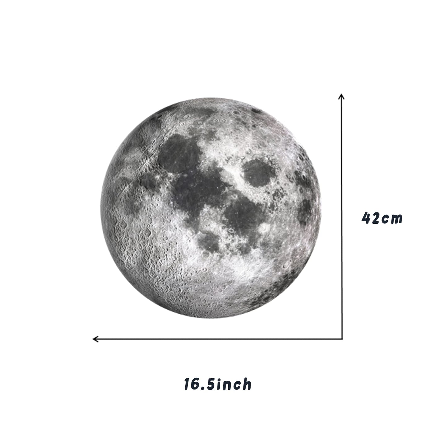 Moon Wall Stickers, Full Moon Universe Space Wall Sticker, Large Size Planet Wall Decal, Space Wall Decor for Bedroom Classroom Playroom Nursery Birthday Gift Idea