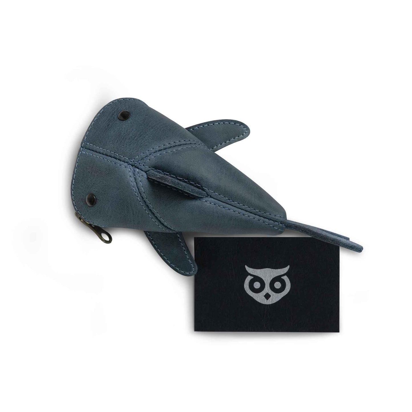Hide & Drink, Small Shark-Shaped Pouch, Leather Coin Purse, Small Charger Cable Holder, Change Bag, Zippered Cable Case, Purses & Pouches for Cash, Tiny Travel Carrier