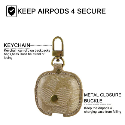 for AirPods 4 Case, Compatible with for AirPods 4th Generation Case for Women Men, Leather Full Body Shockproof Protective Drop Protection Cover for AirPods 4th Generation (A)
