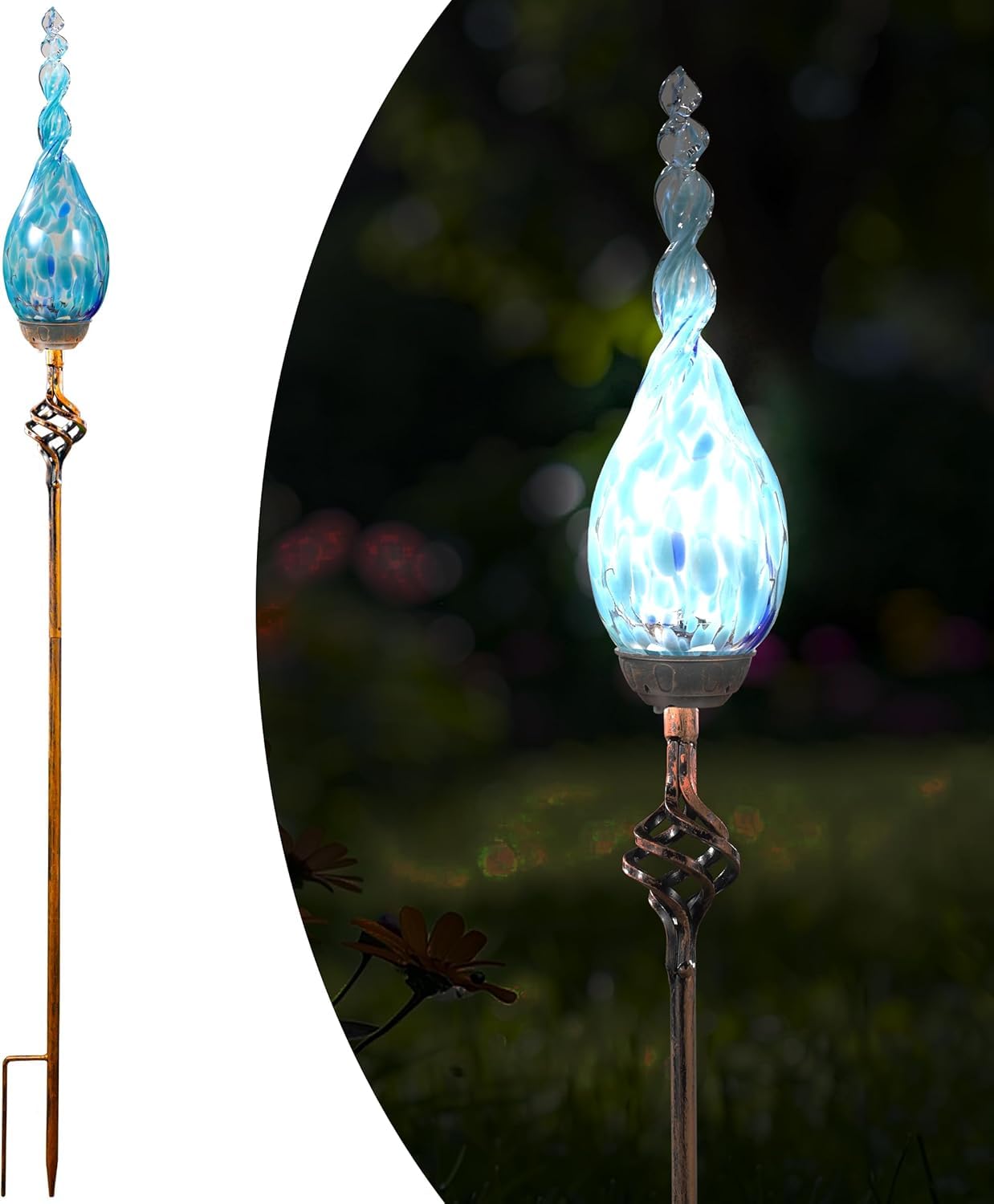 Solar Garden Lights, Solar Flame Lights Outdoor Decorative Garden Stakes Decor Waterproof Flame Solar Stake Lights for Outside Yard Patio Lawn Porch Cemetery