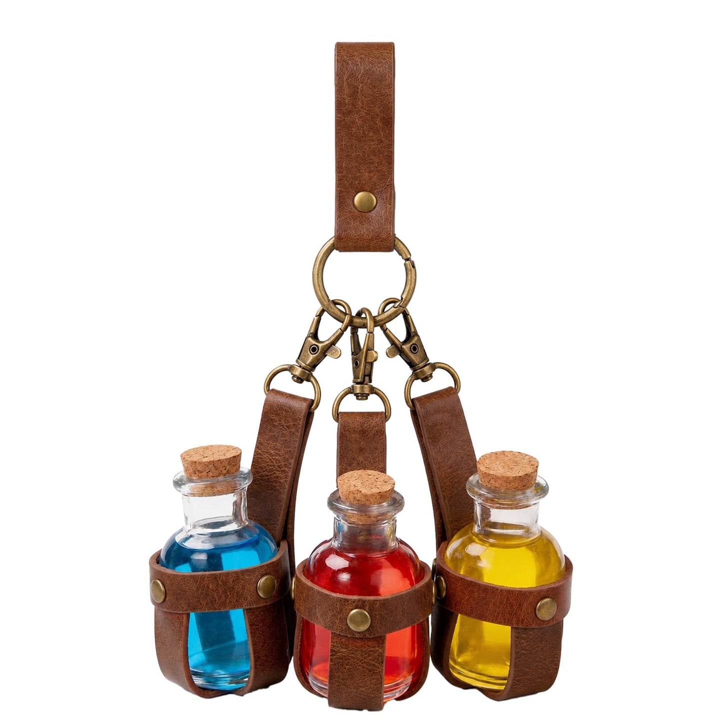 HOSEBS Cork Potion Bottle Belt Loop - Medieval Renaissance Witch Costume Accessory, Halloween LARP Costume Magic Vial Prop (Light Brown-A)
