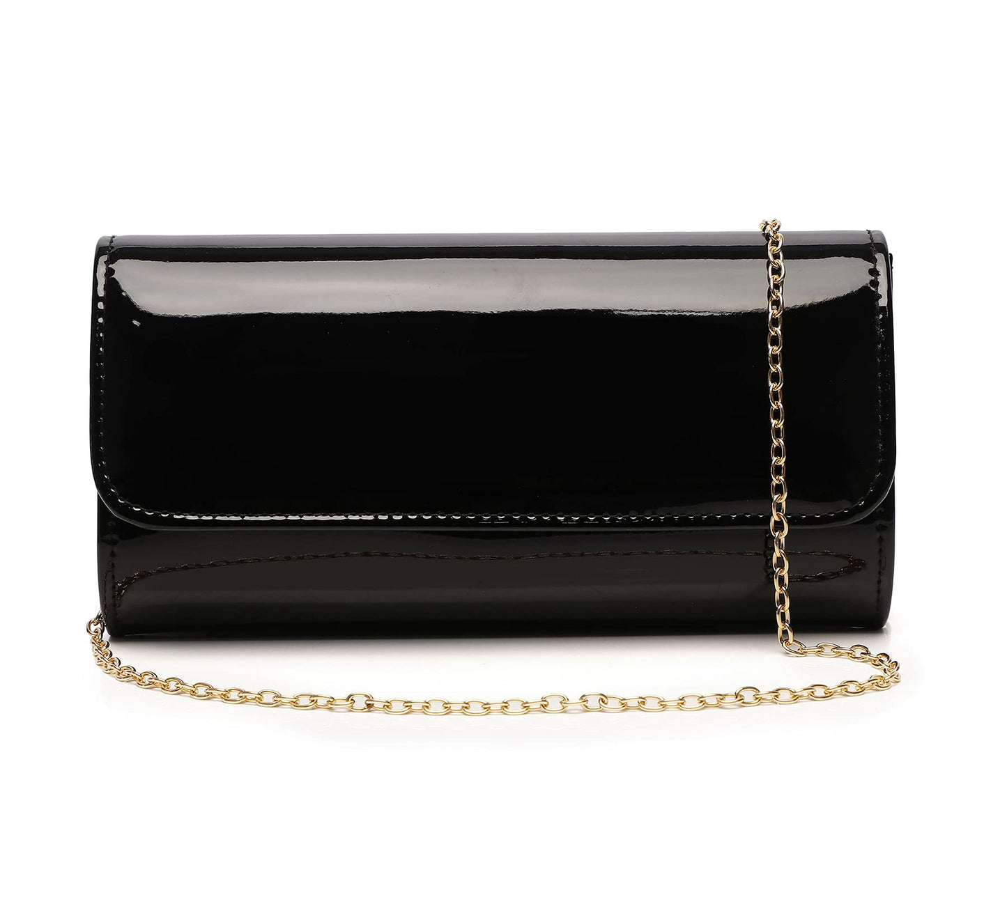 MUDUO Women Patent Leather Wallets Fashion Clutch Purses Evening Bag Many colors Handbag (18Black)