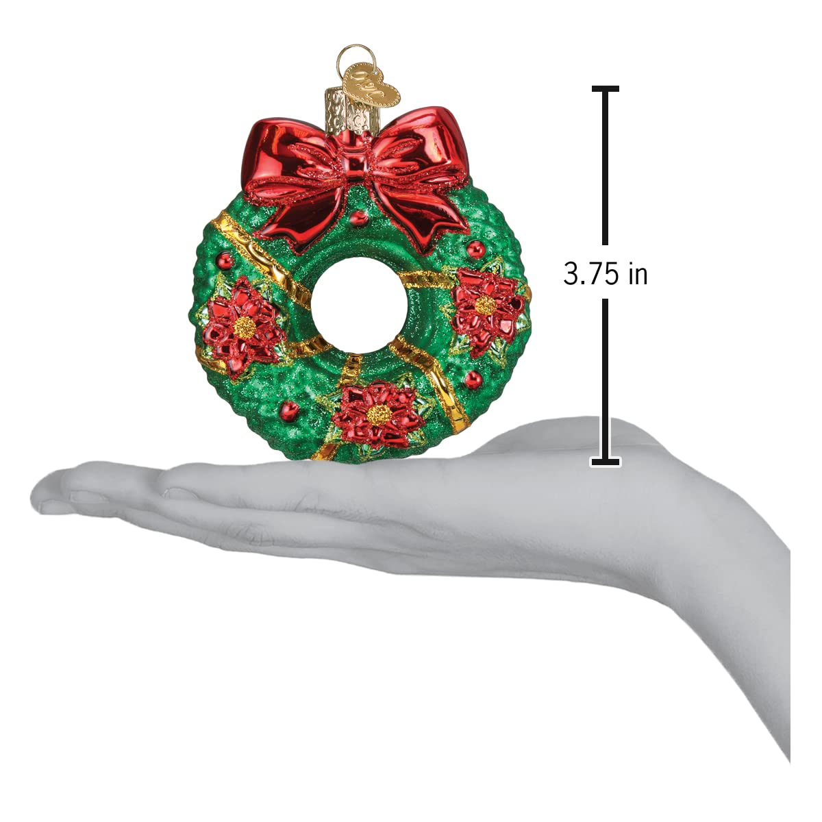 Old World Christmas Christmas Wreath Glass Blown Ornament for Christmas Tree, Handcrafted Holiday Decoration, Holiday Collection