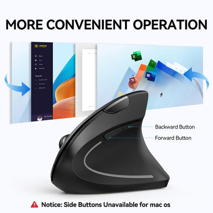 TECKNET Ergonomic Mouse, Wireless Bluetooth Vertical Mouse, 4800 DPI Optical Tracking, 6 Adjustable DPI, Quiet Clicks, 2.4GHz with USB A Receiver, 12 Months Battery, 6 Buttons, Wide Compatibility
