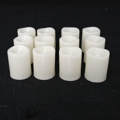 12 PCS Battery Operated Flameless Votive Candles LED Flickering Electric Fake Tea Lights Set Bulk for Christmas Wedding Party Decorations Home Décor, White Base Amber Glow, Batteries Incl.