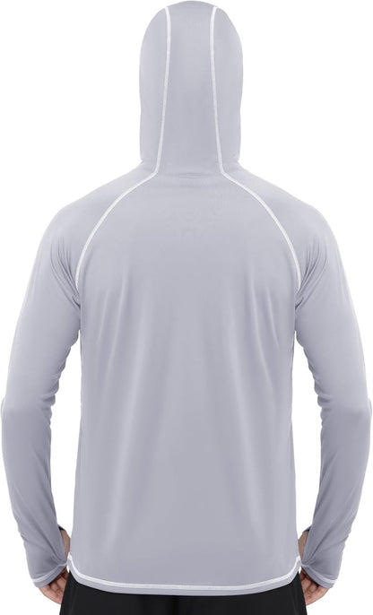 UPF 50+ Fishing Shirts for Men - Long Sleeve UV Sun Hoodie with Mask | Outdoor Rash Guard for Swim, Hike, Run