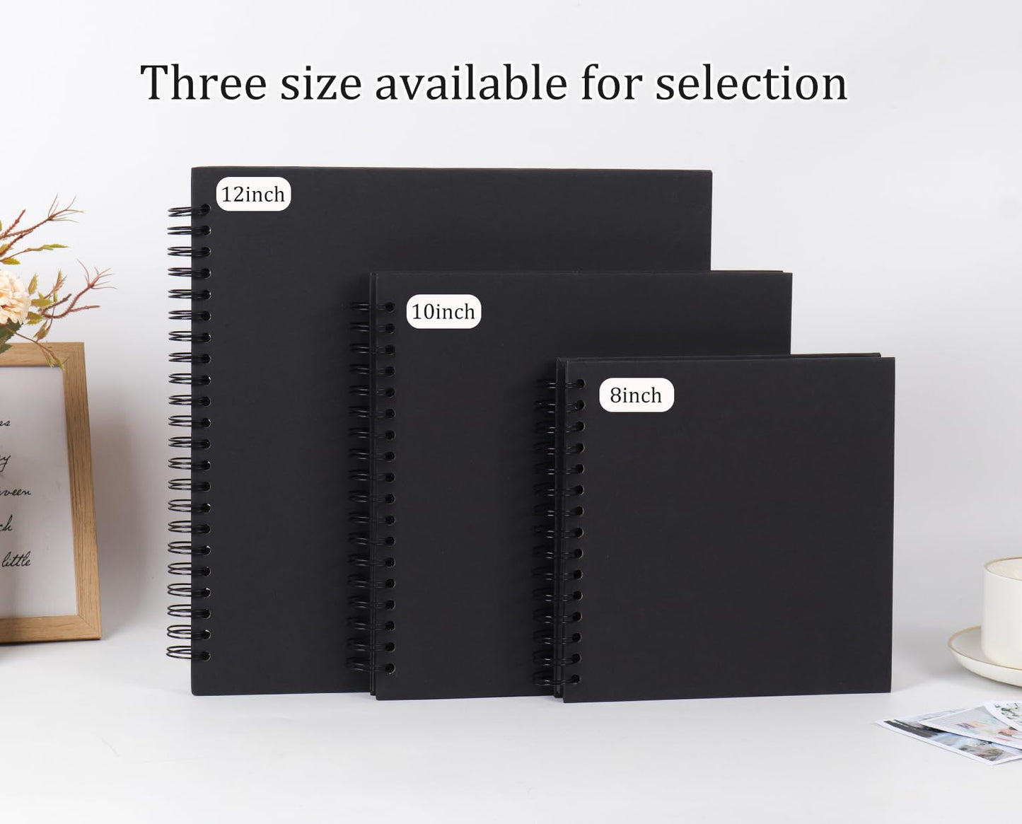 RECUTMS 12 x 12 Inch Large Scrapbook Album Kraft Blank Page DIY Scrapbook Photo Album, 60 Pages Memory Book for Wedding Anniversary Family Small Scrapbook Photo Album (Black)