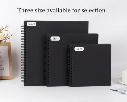 RECUTMS 12 x 12 Inch Large Scrapbook Album Kraft Blank Page DIY Scrapbook Photo Album, 60 Pages Memory Book for Wedding Anniversary Family Small Scrapbook Photo Album (Black)