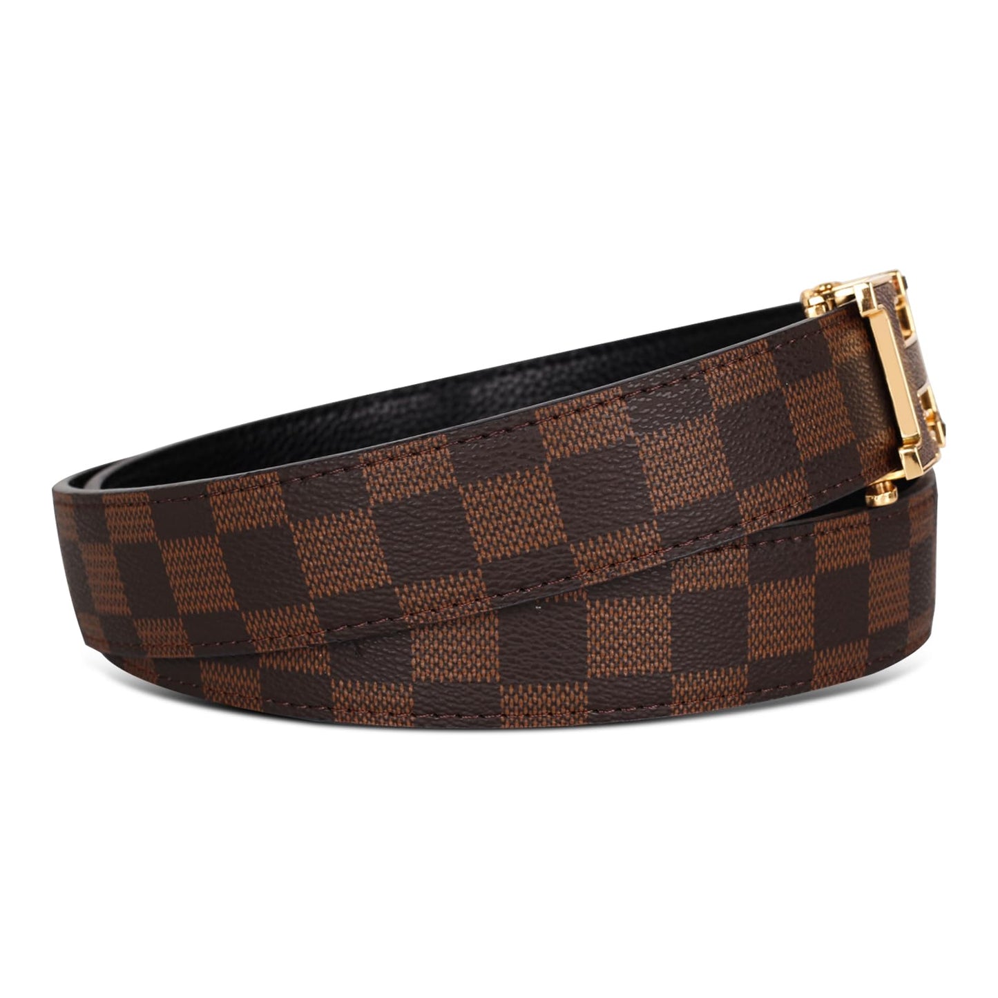 Aurolran Men&Womens Leather Dress Belt Business Automatic Buckle Belt Color-Black Silver Gold