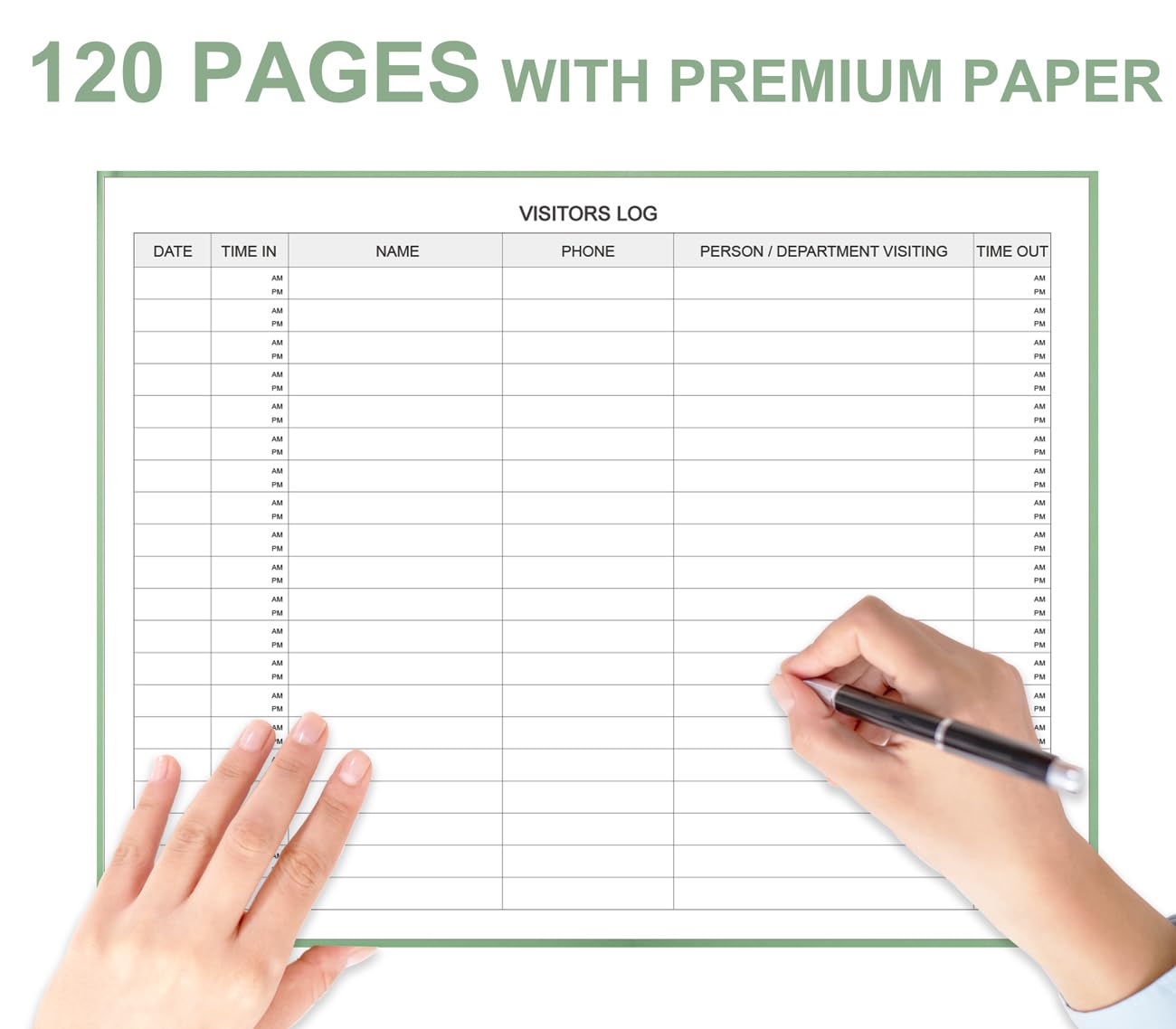 Visitors Register Book - Visitor Log Book with 120 Pages, 9" X 7", Green Hardbound Cover, Wedding Reception and Events Reception Supplies