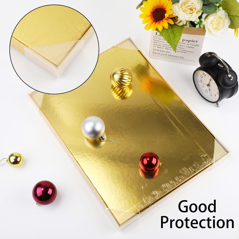 UoeRing Gold Extra Large Gift Box 1Pcs 22x17x9 inch,luxury Gift Box with Lid for Presents Birthday Christmas Valentine's Day (Contain Pull Bows,Card,Envelope,Filler)
