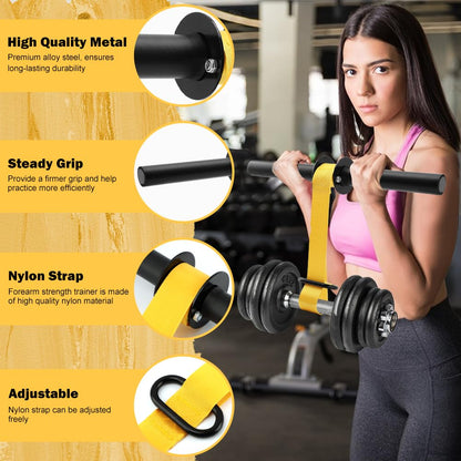Forearm Strengthener and Wrist Roller, 43.3/51.2 Inch Adjustable Ultra-Strong Nylon Webbing Wrist Forearm Blaster with Quick Locking Mechanism & Anti-Slip Grips, Max 100+ lbs Load for Grip Strength Training, Climbing, Home Gym