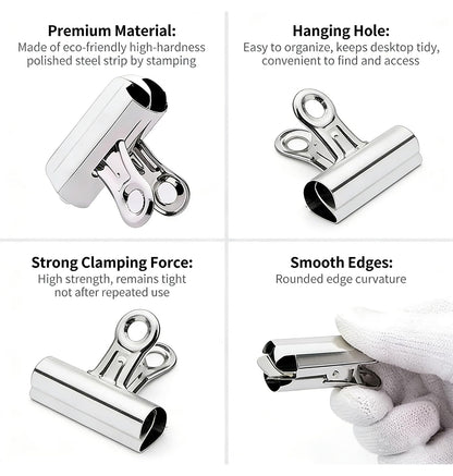 Bulldog Clips, 60 Pcs, 1 Inch, Silver, 25 mm, Hinge Paper Clips, Metal Clamps for Crafts, Food Bags, Drawings, Photos