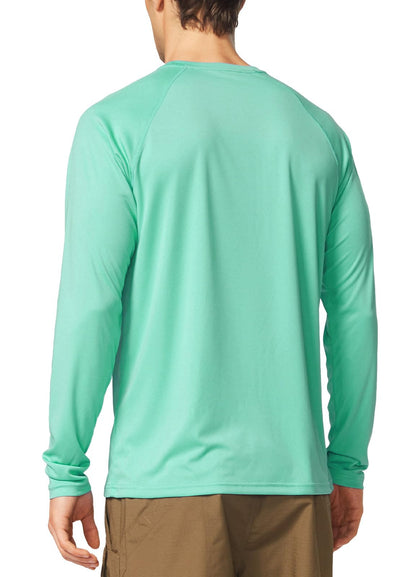 baleaf Mens UPF 50+ Sun Protection Shirts Long Sleeve Rash Guard, Quick Dry 4-Way Stretch for Fishing Swimming Surfing 02-Beach Glass 3XL
