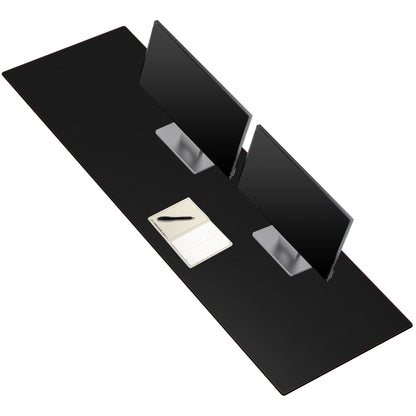 ZORESYN PU Leather Desk Mat Waterproof Anti-Oil Dining Table mat - 170x50cm - Non-Slip Mouse Pad, Large Desk Pad with Suede Base,Stitched Edges Computer Desk Mat for Gamer, Office & Home | Black